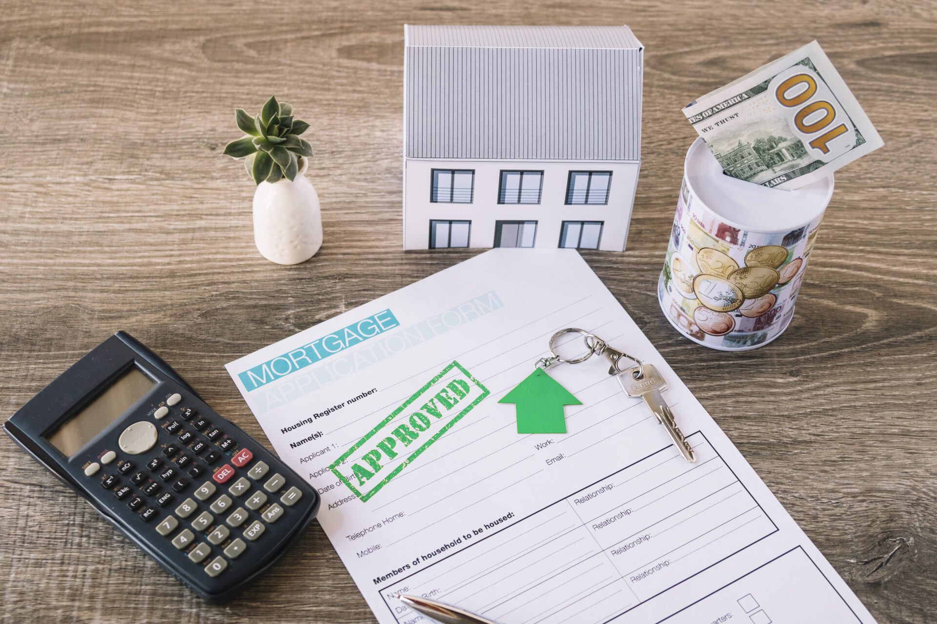 Young couple going through their finances while paying bills at home.